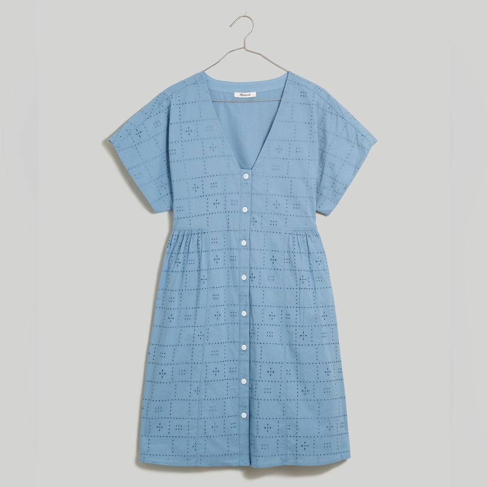 Madewell Eyelet V-Neck Mini Dress - Picture 1 of 5